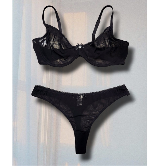 Sexy Black 2pc Bra & Thong Panty Set by Varsbaby - Picture 8 of 12